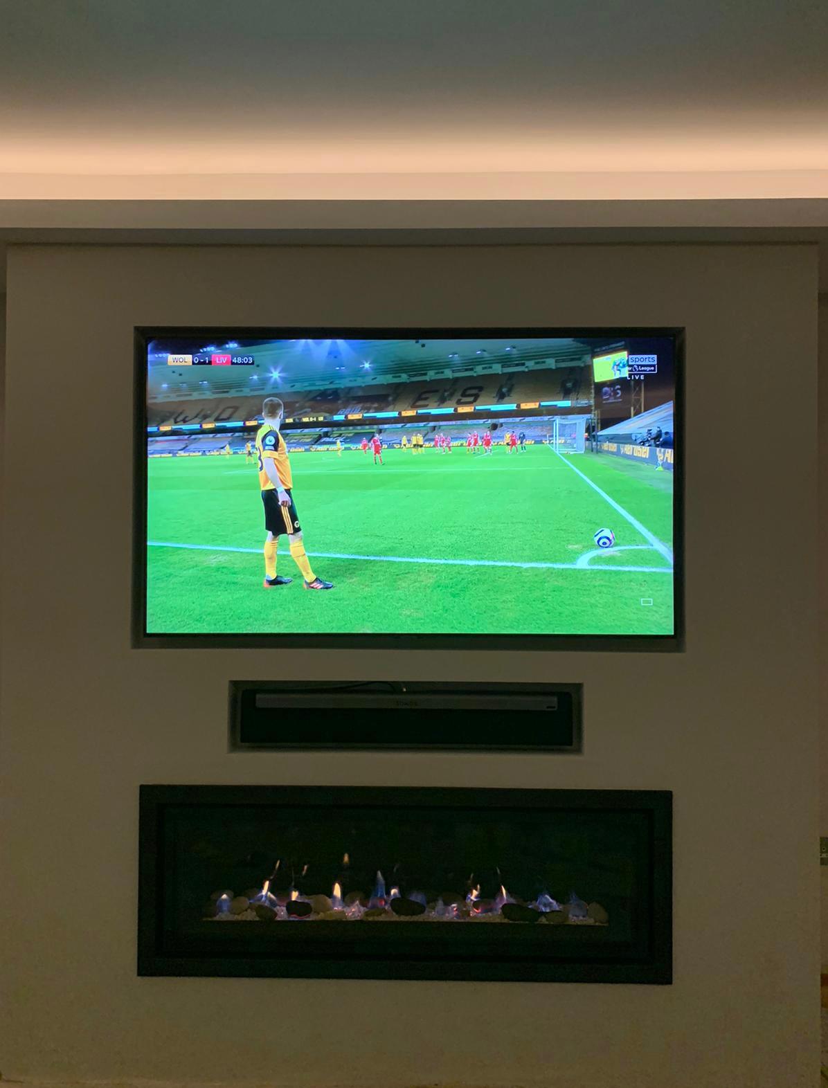 Media Walls, Media Feature Wall With; Gas Fire, Electric Fire Or 