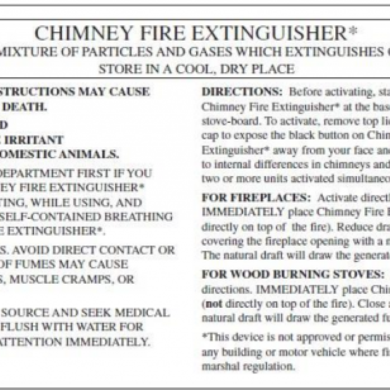 ChimFire Stop Instructions