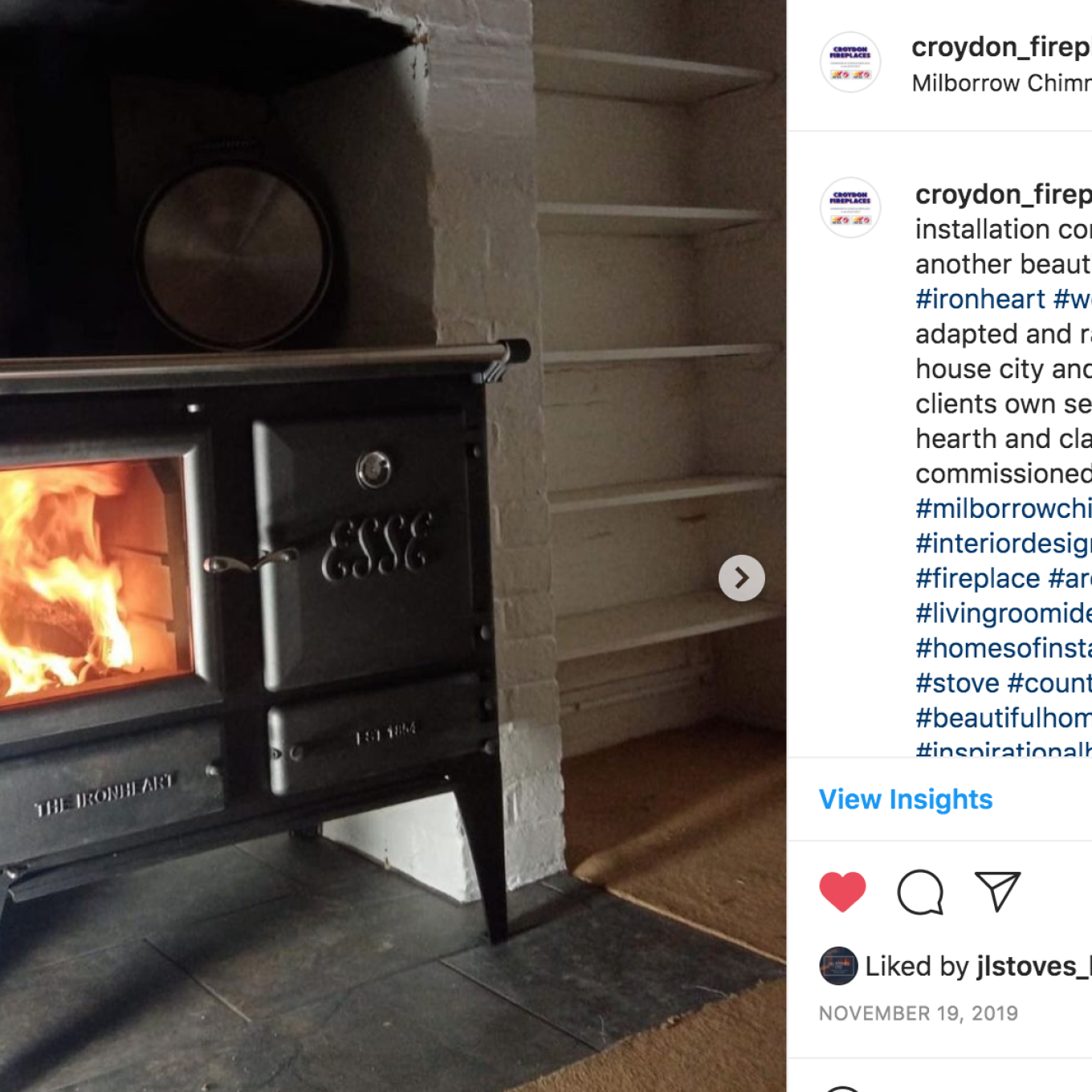 Fireplace in kitchen 