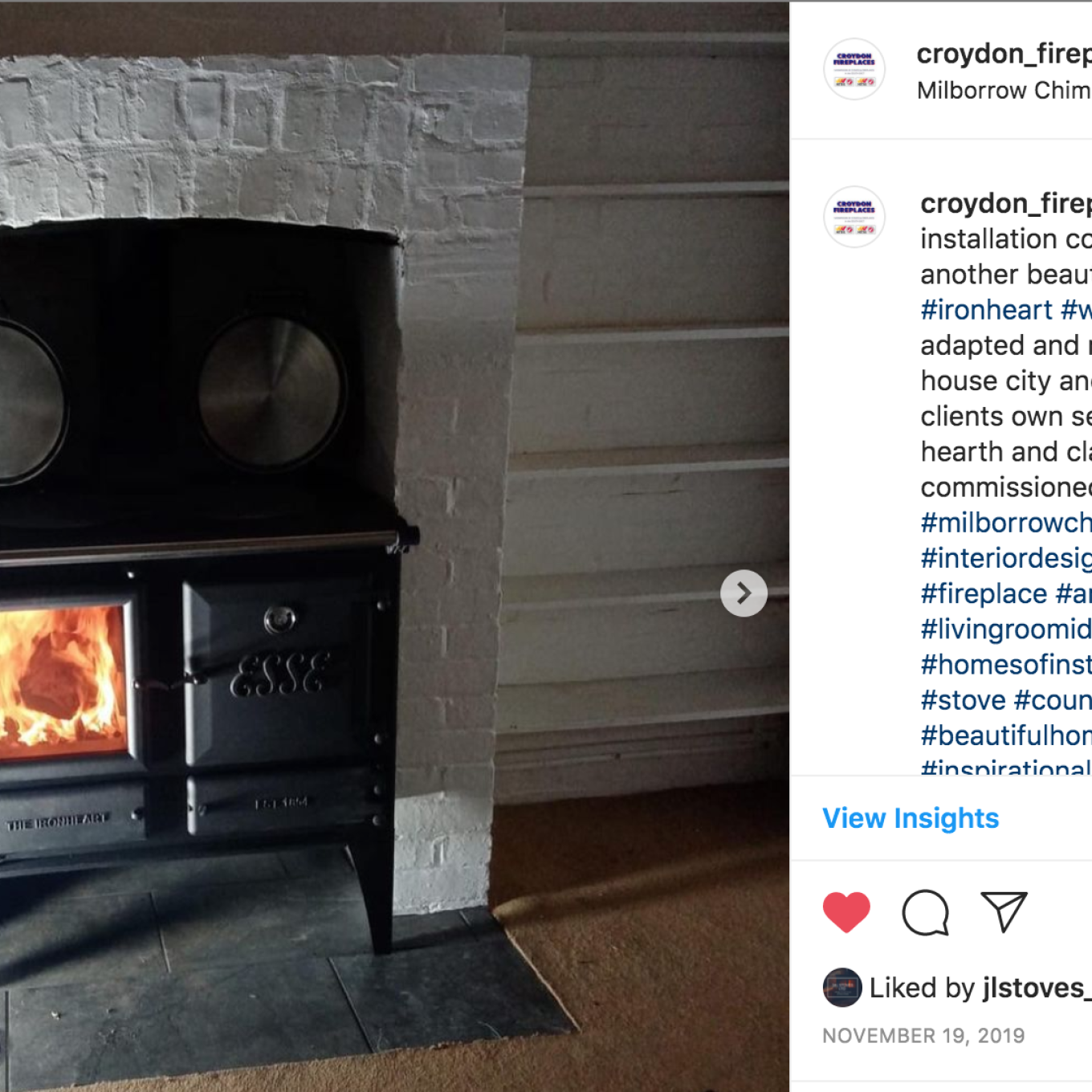 Fireplace in kitchen 