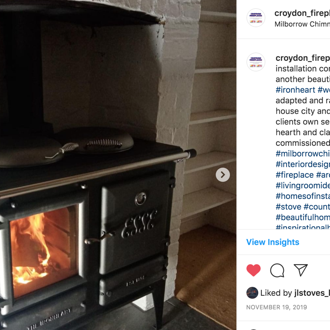 Fireplace in kitchen 