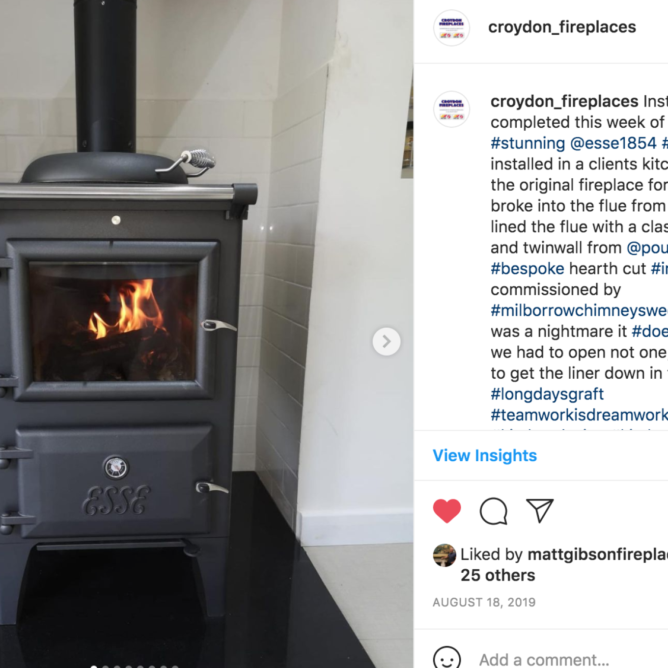 Fireplace in kitchen 