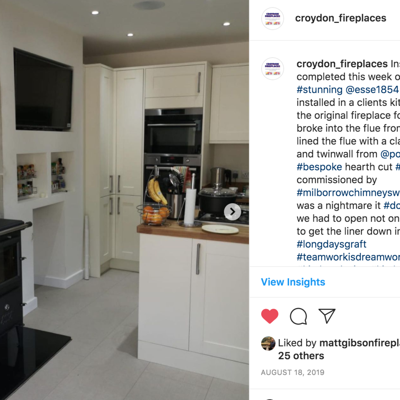 Fireplace in kitchen 