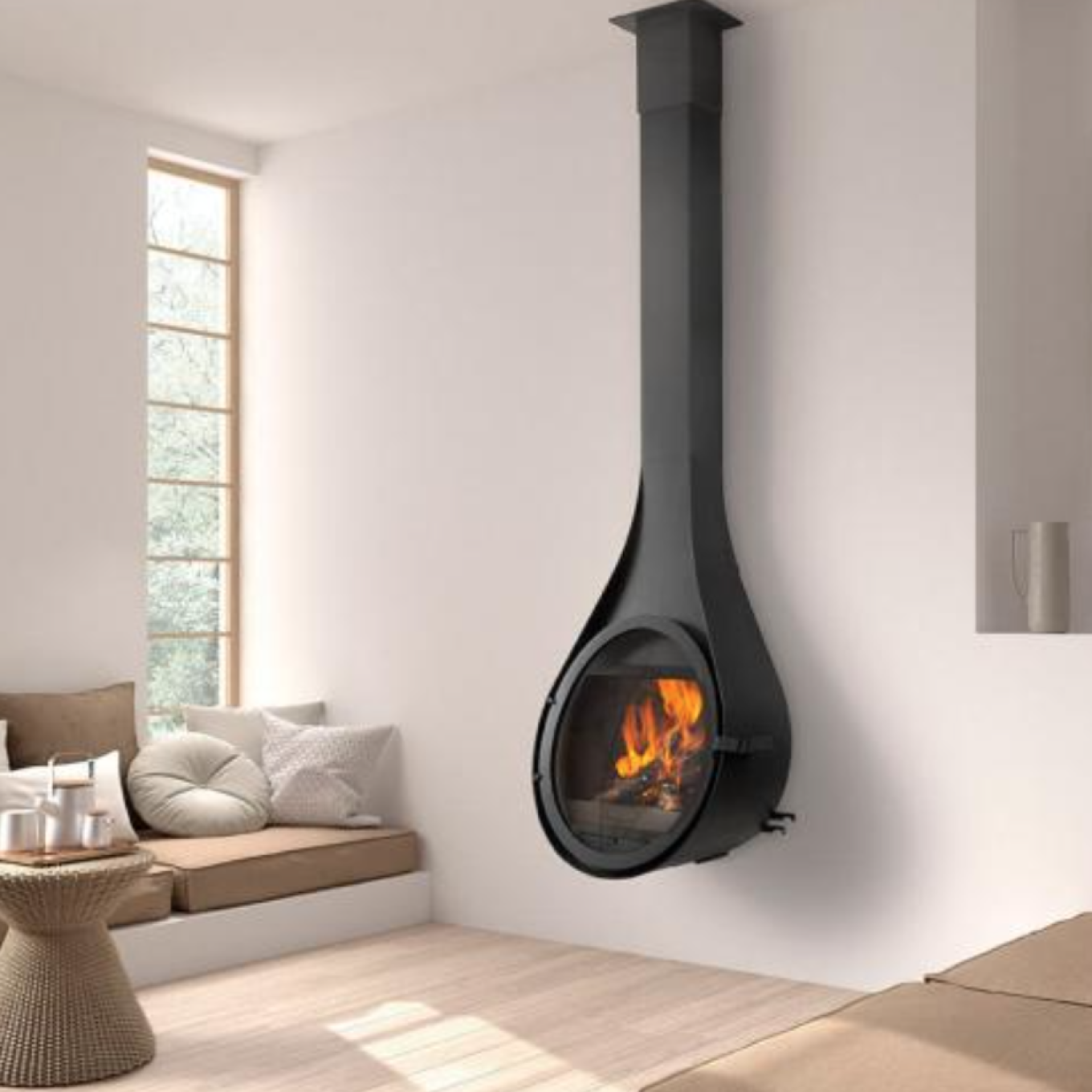  Wall Hung Wood Burning Fires,  Wall Hung Wood Burning Stoves, Architectural Wall Hung Fires,