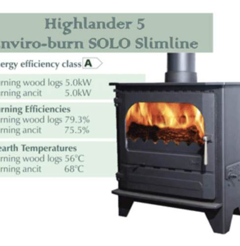 Highlander 5 Enviro Burn Stove Slimline Croydon Fireplaces