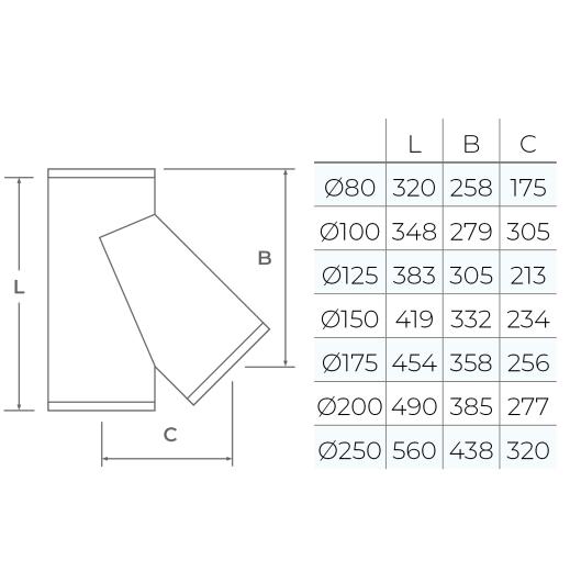 37-150-034 - TWPro MB - 135° Tee - Ø 150