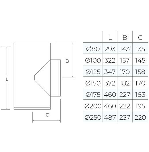 37-125-035 - TWPro MB - 90° Tee - Ø 125