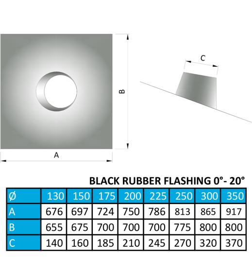 58-125-080 - Lead free Flashing 0° to 20° Black Cone Black Base - Ø 175 OD (125mm ID)