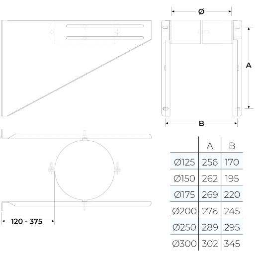 58-125-161 - TWPro MB - LONG Retro Fit Base Support - 125 Ø